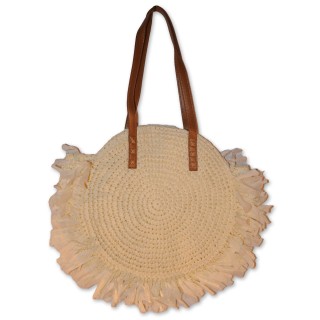 Tasche, Strandtasche, weiß, rund, Papier