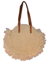 Tasche, Strandtasche, weiß, rund, Papier