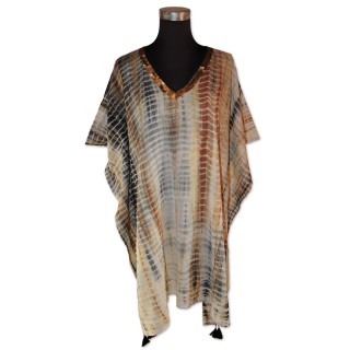 Tunika, Kaftan, beige/braun gemustert, Olivia, One Size