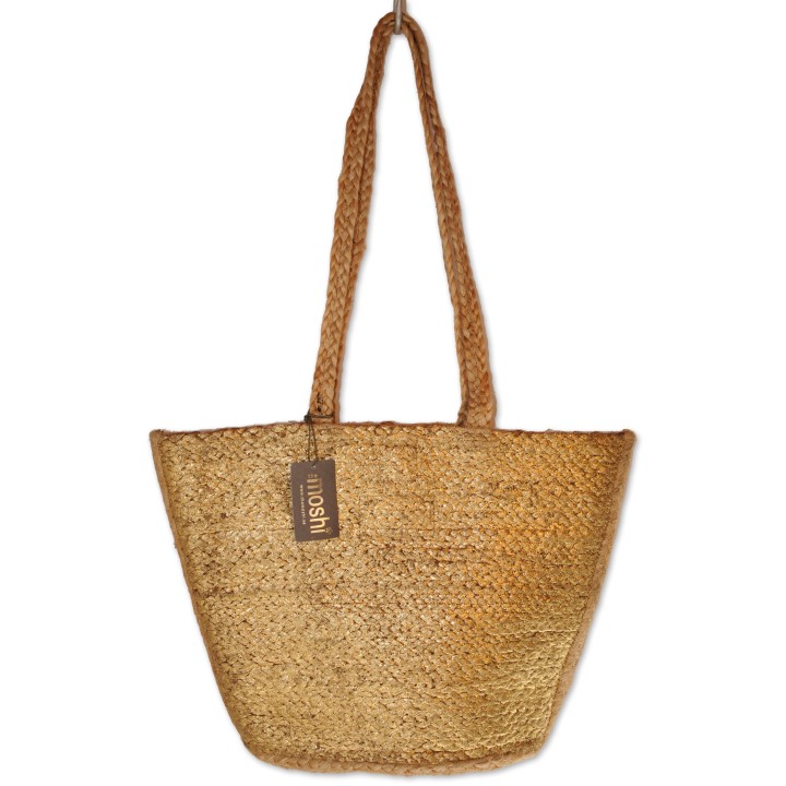 Tasche, Schultertasche, natur/gold