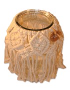 Windlicht, Klarglas, Macramee zum Stellen