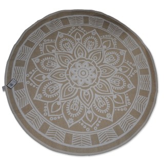 Bodenteppich, Mandala, rund, weiß/beige, Ornamentdruck