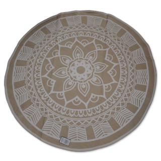 Bodenteppich, Mandala, rund, weiß/beige, Ornamentdruck