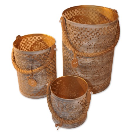 Windlicht Mandala, 3er-Set, Metall