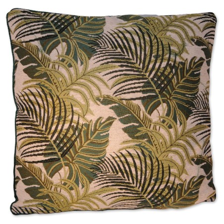 Kissen, Floral, 40 x 40 cm, grün, Palmenmuster, Rückseite Satin dunkelgrün