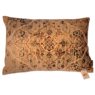 Kissen, Samtkissen, Ornamente, creme/blau, 100% Baumwolle, 60 x 40 cm