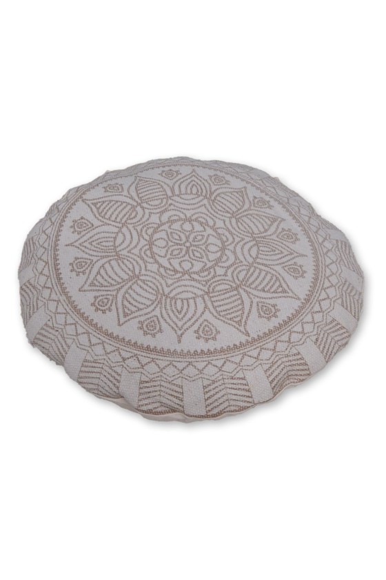 Bodenkissen Mandala, beige, Mandaladruck, Durchmesser 56 cm, 100 % Baumwolle