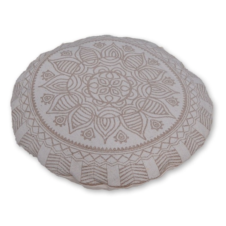Bodenkissen Mandala, beige, Mandaladruck, Durchmesser 56 cm, 100 % Baumwolle
