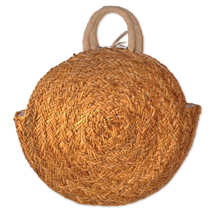 Korbtasche, Badetasche, Flower Power, natur, reichlich bestickt, Blumendeko, gefüttert