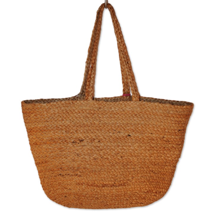 Jutetasche, LOVE, natur, bunt bestickt, Quaste groß