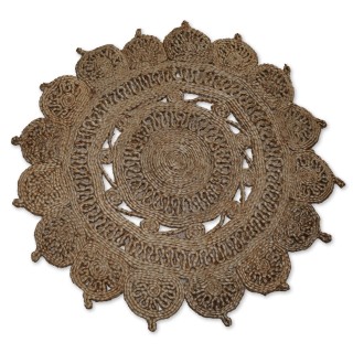 Teppich Kreta, Jute natur, aufwendig verarbeitet, Handarbeit, Durchmesser 80 cm