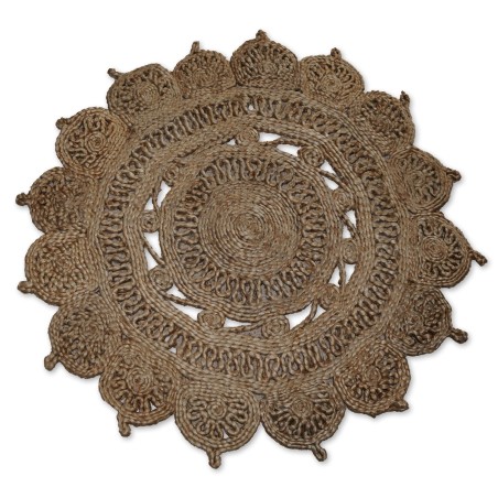 Teppich Kreta, Jute natur, aufwendig verarbeitet, Handarbeit, Durchmesser 80 cm