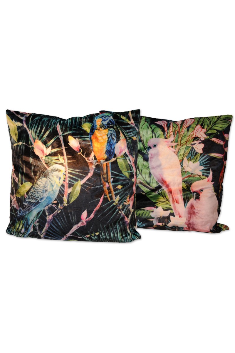 Kissenhülle Papagei/Paradies, 2-fach sortiert, 50 x 50 cm, 100% Polyestersamt