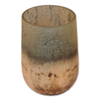 Windlicht, Vase Jupiter, Glas, unten silber antik, oben türkis