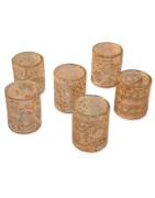 Windlichter, 6er-Set, Belvedere, Klarglas, Metall weiß/gold