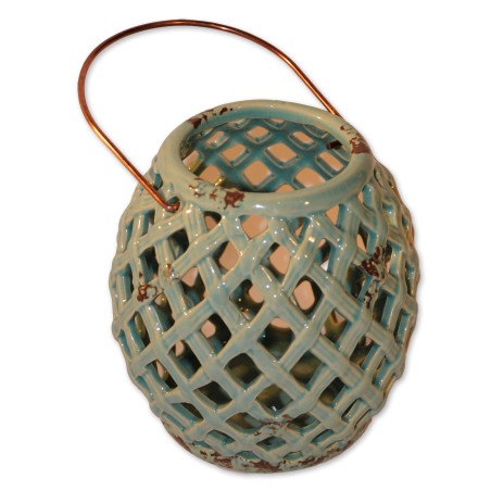 Windlicht Laotse, türkis, Steingut