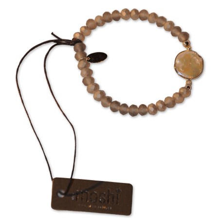 Armband, Perlen grau, Permutscheibe gefasst