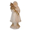 Weihnachtsmann mit Baum, weiß/gold multicolor, stehend, Glitzereffekt, Polyresin