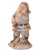 Weihnachtsmann mit Reh, weiß multicolor, Glitzereffekt