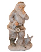 Weihnachtsmann mit Reh, weiß multicolor, Glitzereffekt