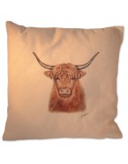 Motivkissen, Hochlandrind, creme/multicolor, 40x40 cm