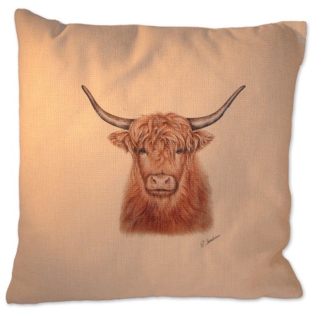 Motivkissen, Hochlandrind, creme/multicolor, 40x40 cm