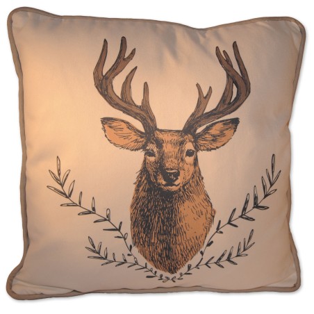 Motivkissen, Hirsch, creme, Hirschkopf mit Pflanze, 45x45 cm