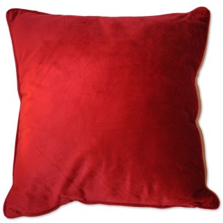 Kissen, rot, Pannesamt, paspeliert, 40x40 cm