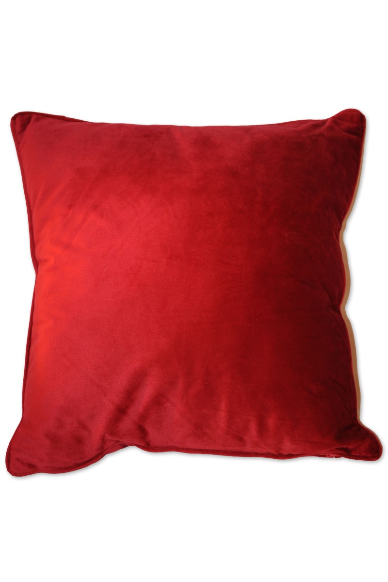 Kissen, rot, Pannesamt, paspeliert, 40x40 cm
