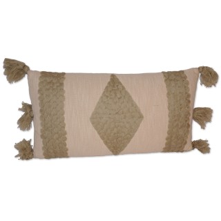 Kissen Dans, creme/taupe bestickt, 55x30 cm