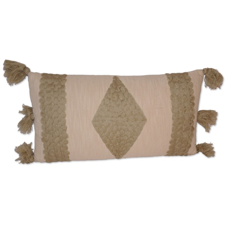 Kissen Dans, creme/taupe bestickt, 55x30 cm