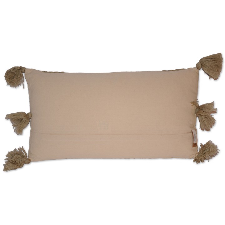 Kissen Dans, creme/taupe bestickt, 55x30 cm