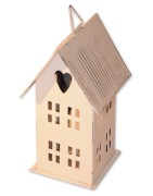 Hauswindlicht, Windlicht Haus Clair Blanc, weiß, Metall