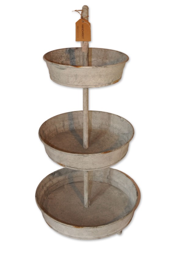 Etagere Junker, grau, antik, Metall, Zink, 33x33x67 cm