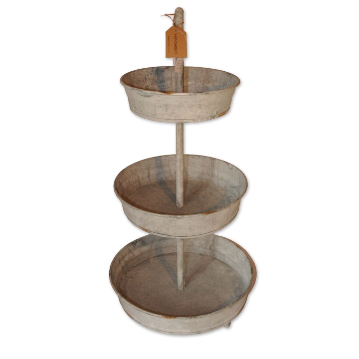 Etagere Junker, grau, antik, Metall, Zink, 33x33x67 cm