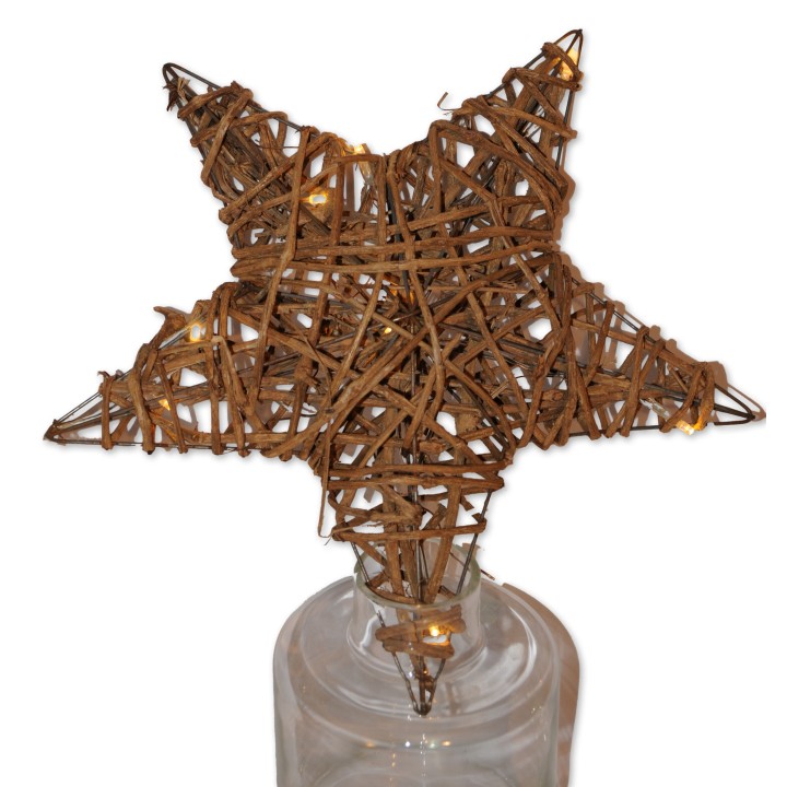 Stern mit Lichterkette, Rattan, braun, Raw Willow, 40x40x10 cm