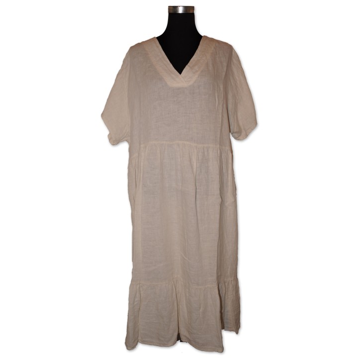 Kleid, 100% Leinen, creme, One Size