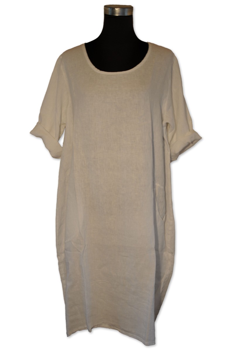 Kleid, weiß, 100% Leinen, Organic, One Size, Silkroad
