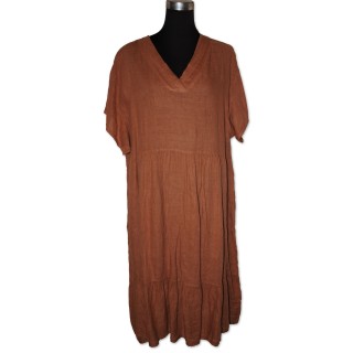 Kleid, 100% Leinen, rost, One Size, bequemer Schnitt