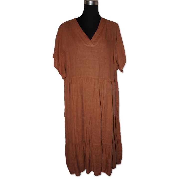 Kleid, 100% Leinen, rost, One Size, bequemer Schnitt