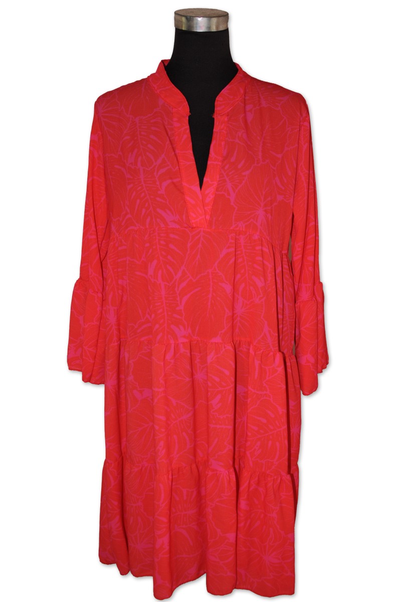 Kleid, Kurzkleid, rot/pink gemustert, One Size