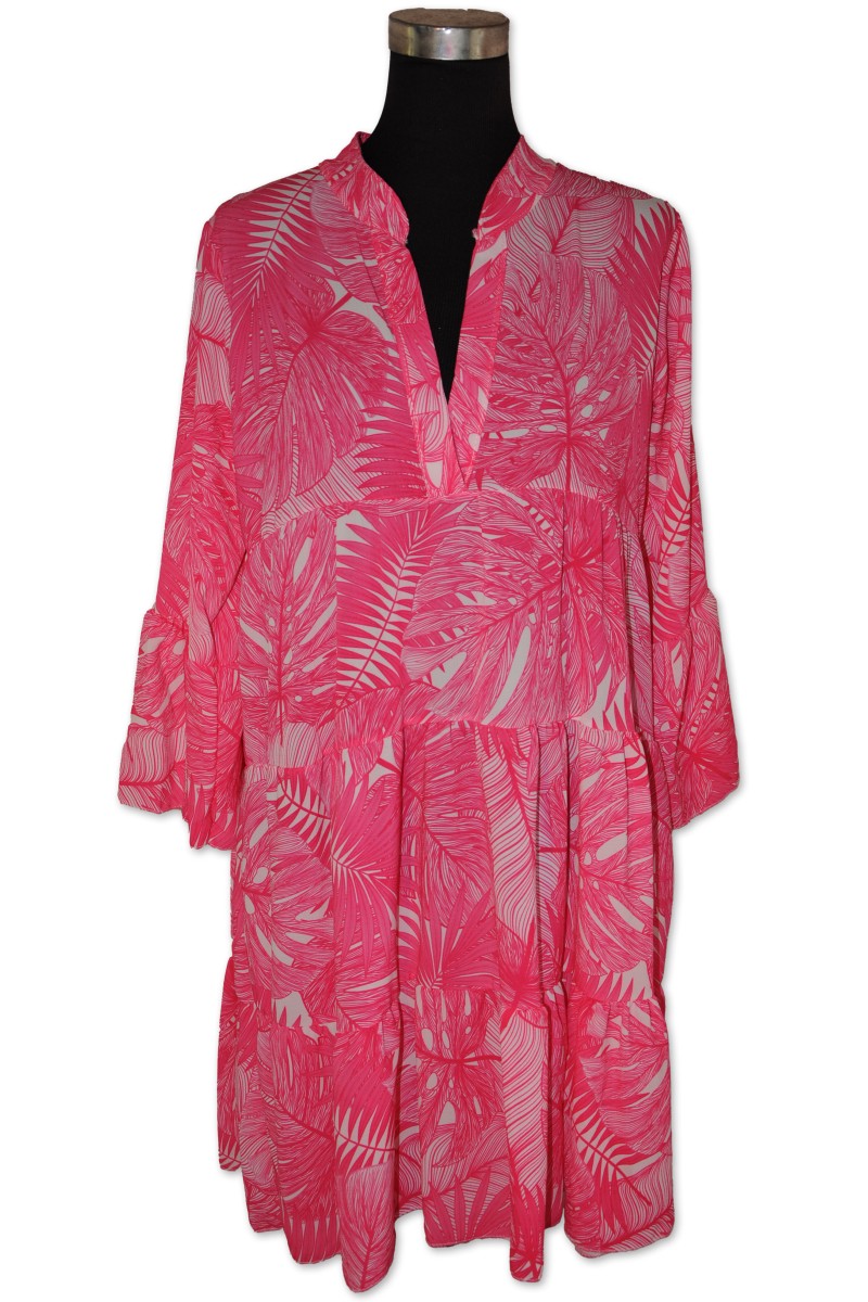 Kleid, Kurzkleid, pink/weiß gemustert, One Size