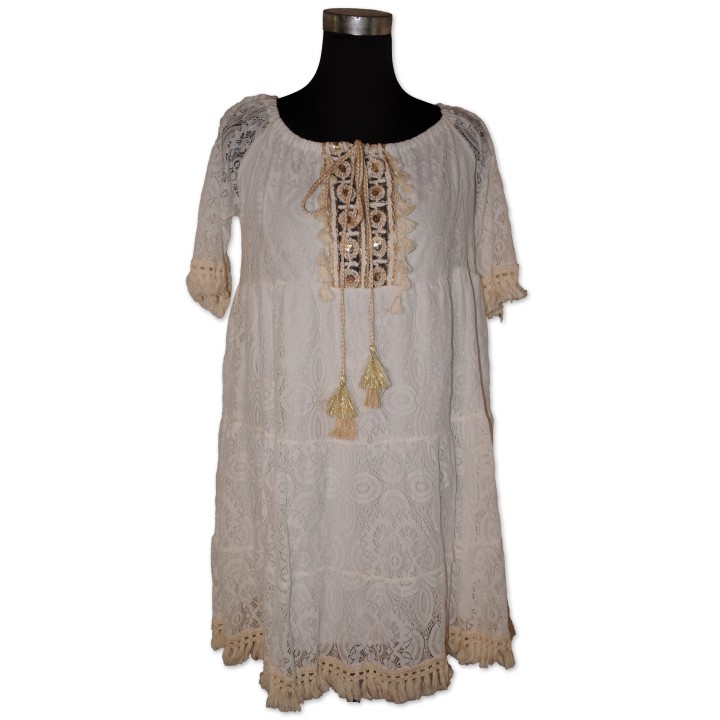 Tunika, weiß/gold, One Size