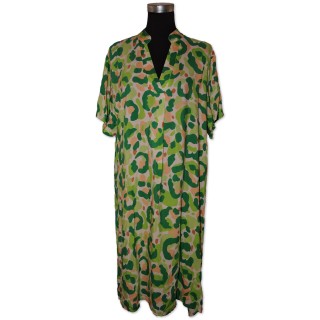 Kleid, grün/multicolor gemustert, 100% Viscose, One Size Gr. 36 - 46, V.Milano