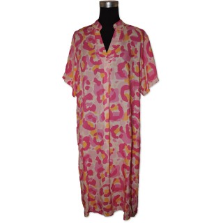 Kleid, pink/orange gemustert, 100% Viscose, One Size Gr. 36 - 46, V.Milano