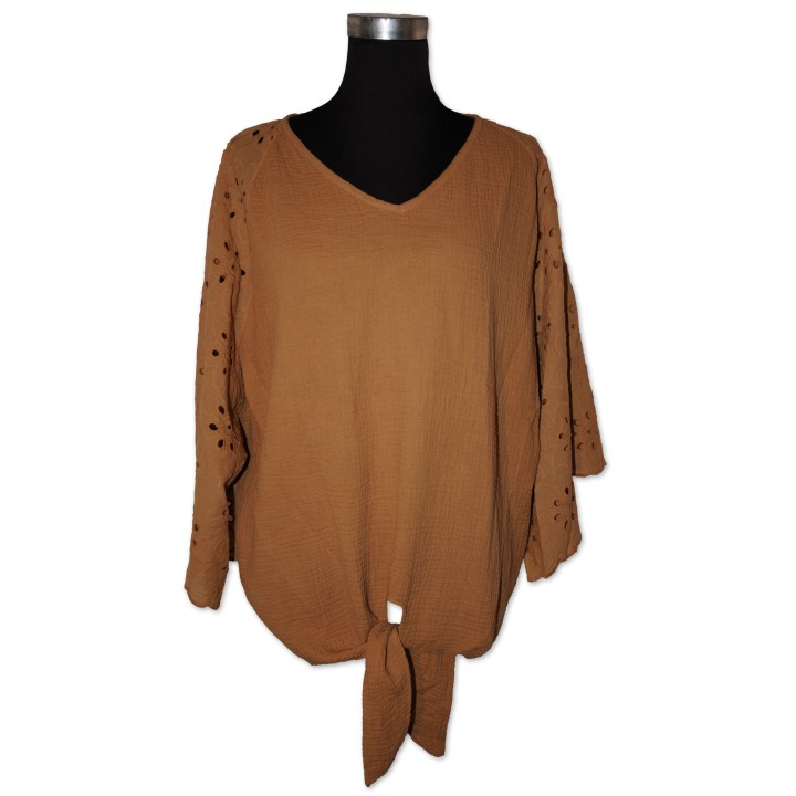 Bluse, caramell, 100% Baumwolle, One Size