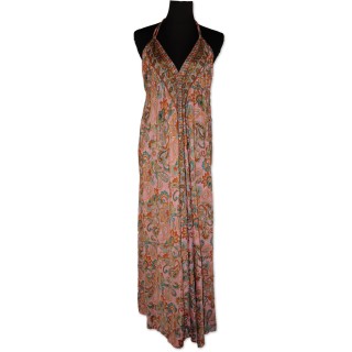 Kleid, lang, rosa/multicolor gemustert, One Size