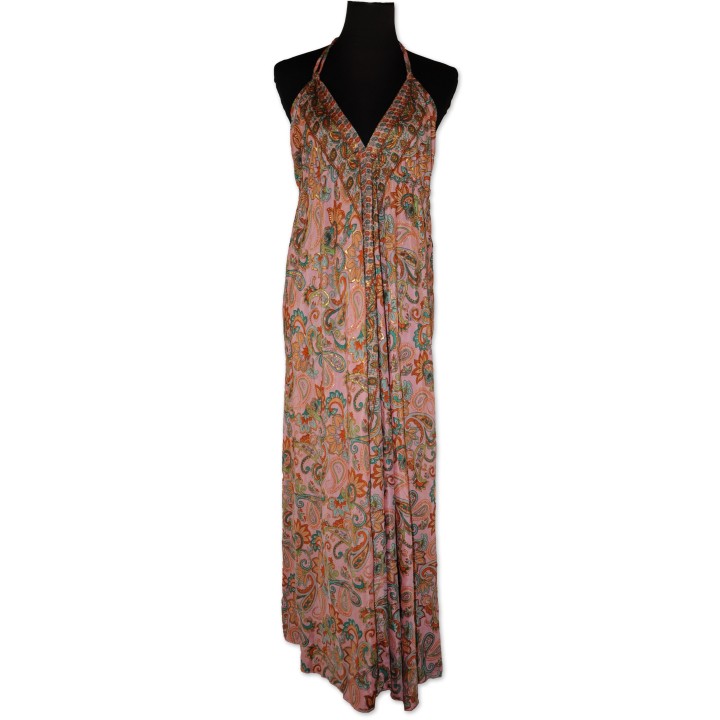 Kleid, lang, rosa/multicolor gemustert, One Size