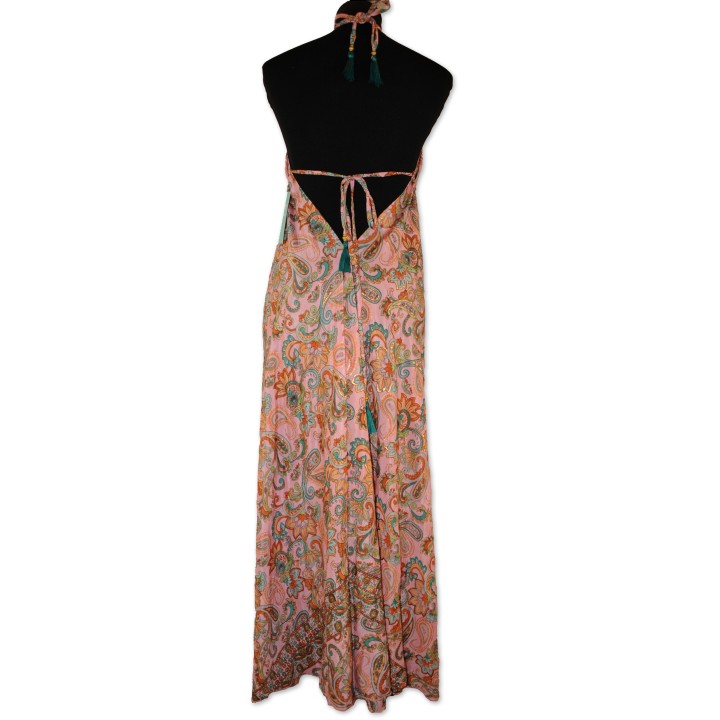 Kleid, lang, rosa/multicolor gemustert, One Size