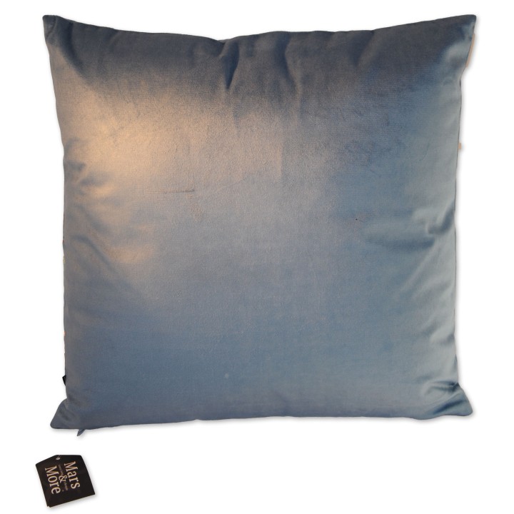 Kissen "Kakadu" sitzend, Vorderseite multicolor/petrol, 45 x 45 cm, Samt